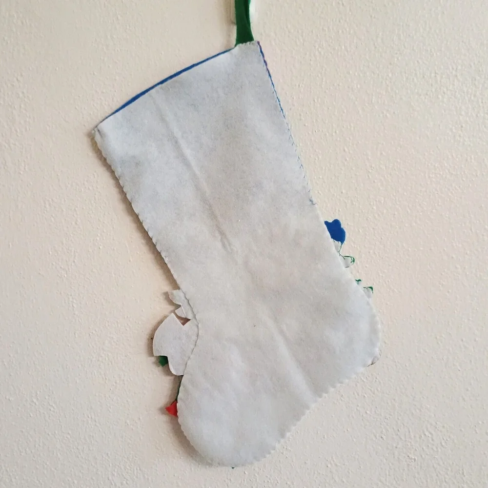 FINISHED Bucilla Felt Christmas Stocking Handmade Pick A Tree Santa Claus